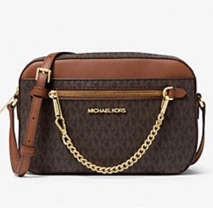 Michael Kors logo convertible crossbody bag acorn and brown MK logo handbag